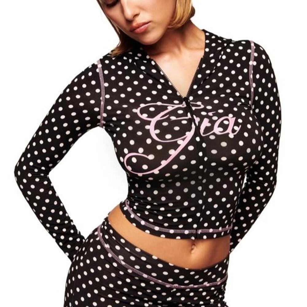 I AM GIA Blare hoodie in black polka dot. Size medium.